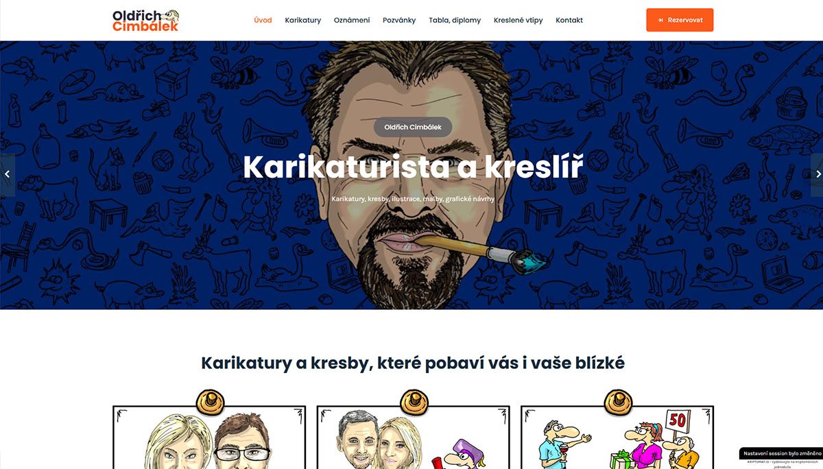 Michal Pavlásek, tvorba webu pro karikaturistu Oldu Cimbálka